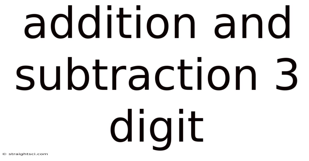 Addition And Subtraction 3 Digit