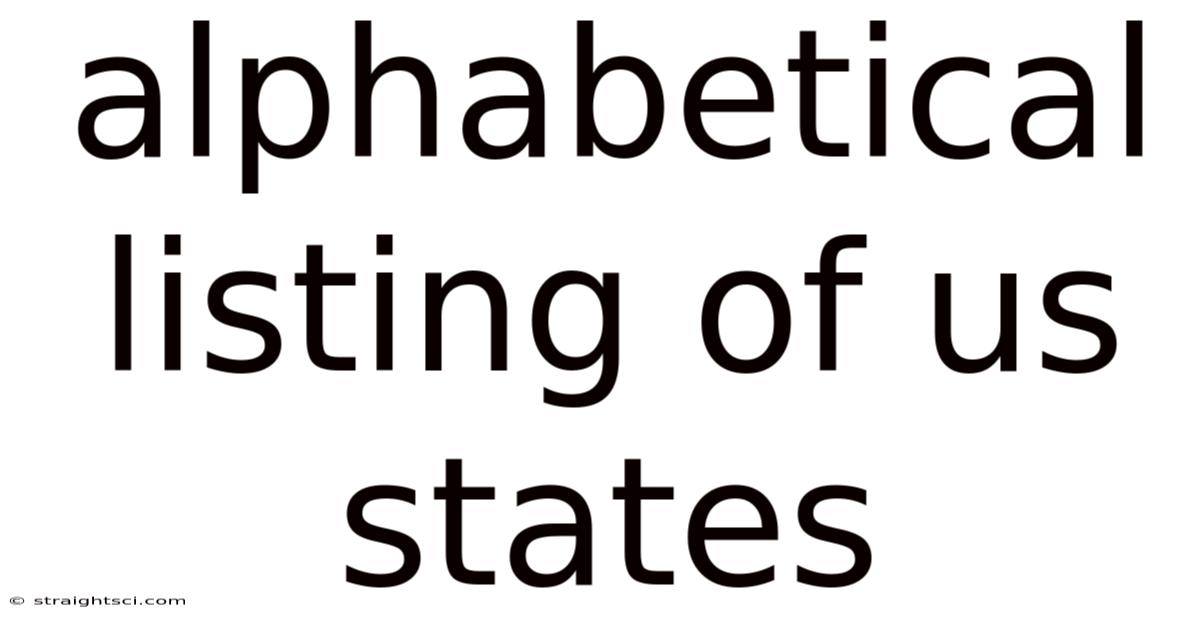 Alphabetical Listing Of Us States