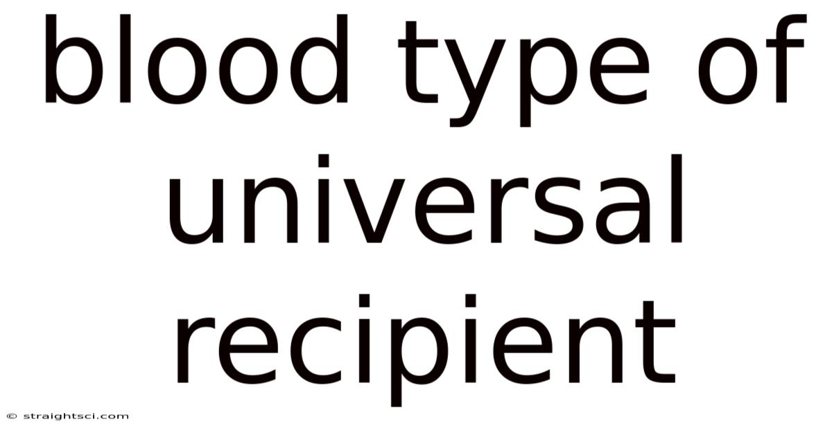Blood Type Of Universal Recipient