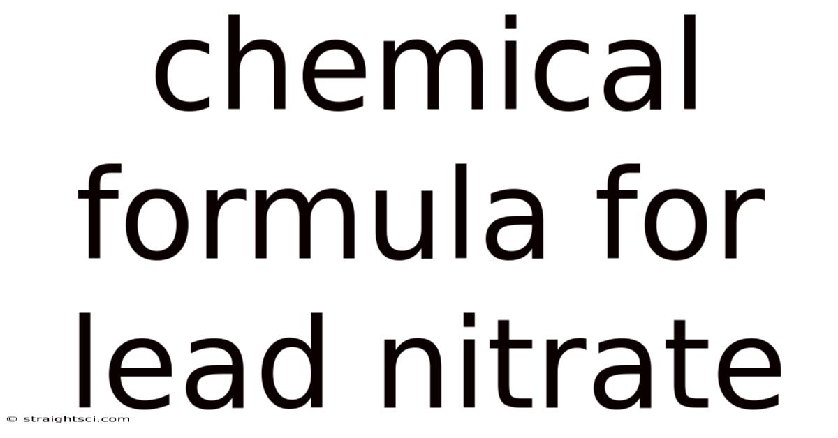 Chemical Formula For Lead Nitrate