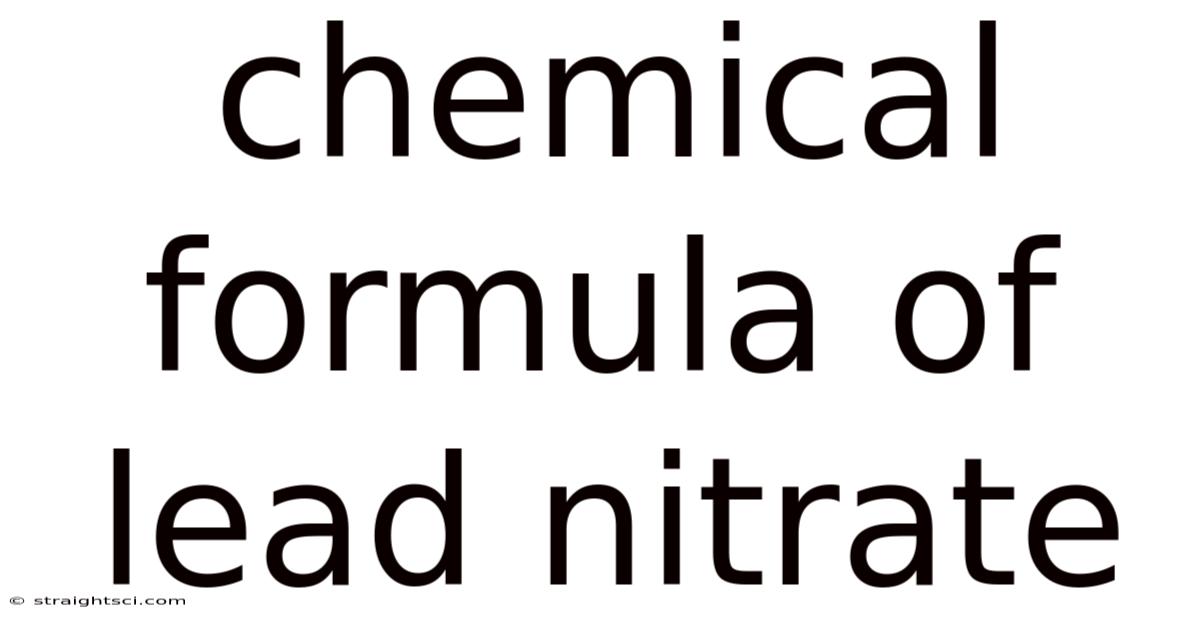 Chemical Formula Of Lead Nitrate