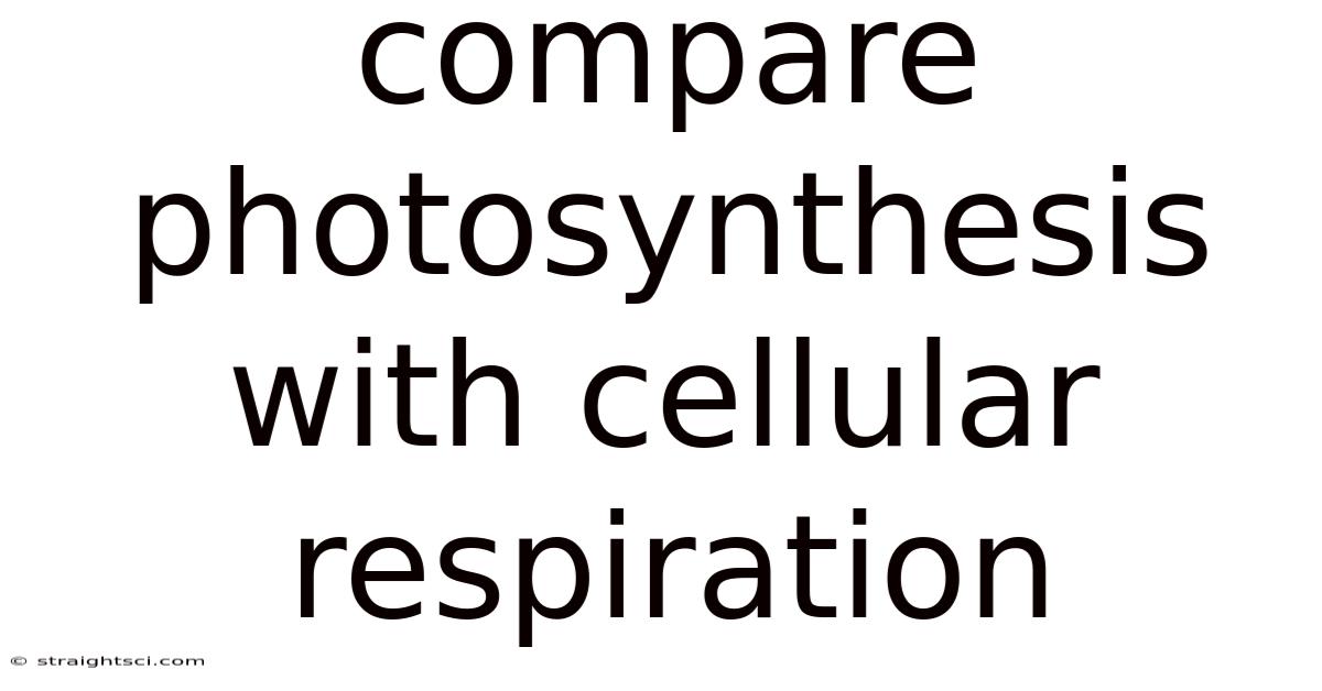 Compare Photosynthesis With Cellular Respiration