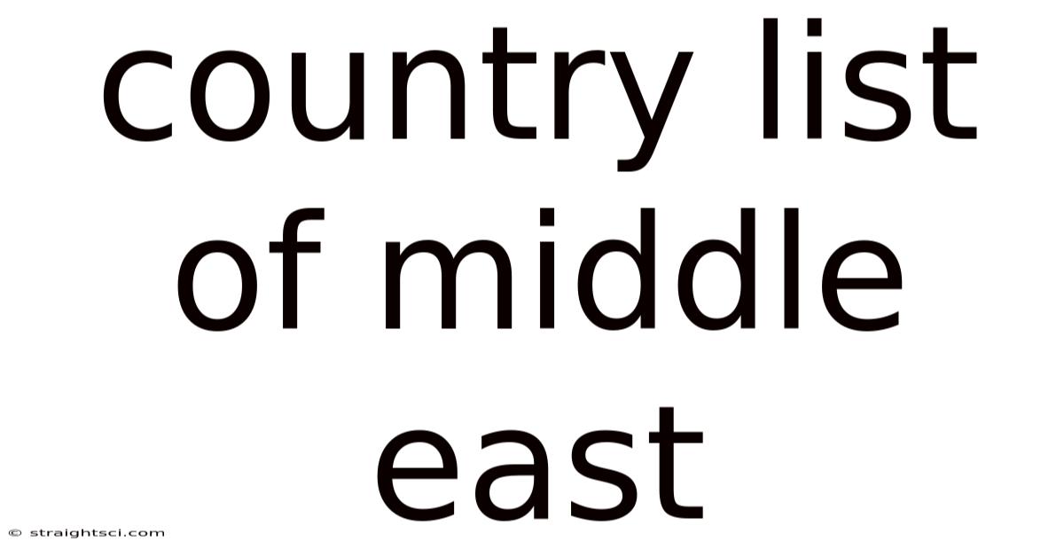 Country List Of Middle East