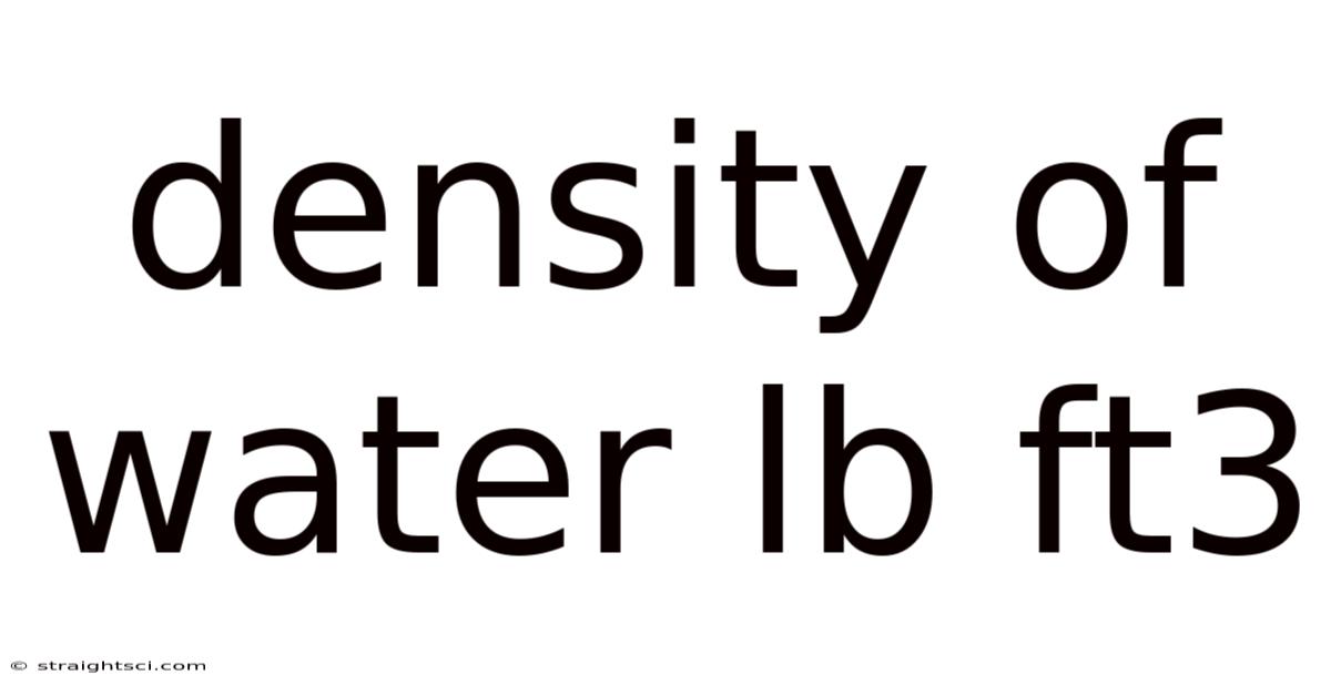 Density Of Water Lb Ft3