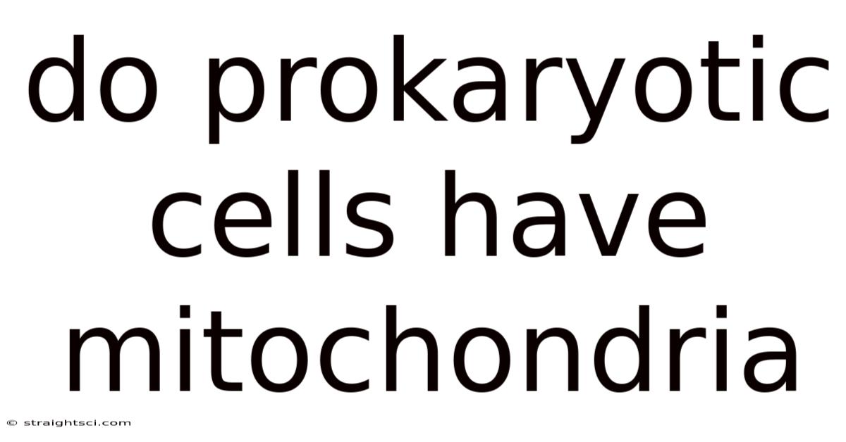 Do Prokaryotic Cells Have Mitochondria
