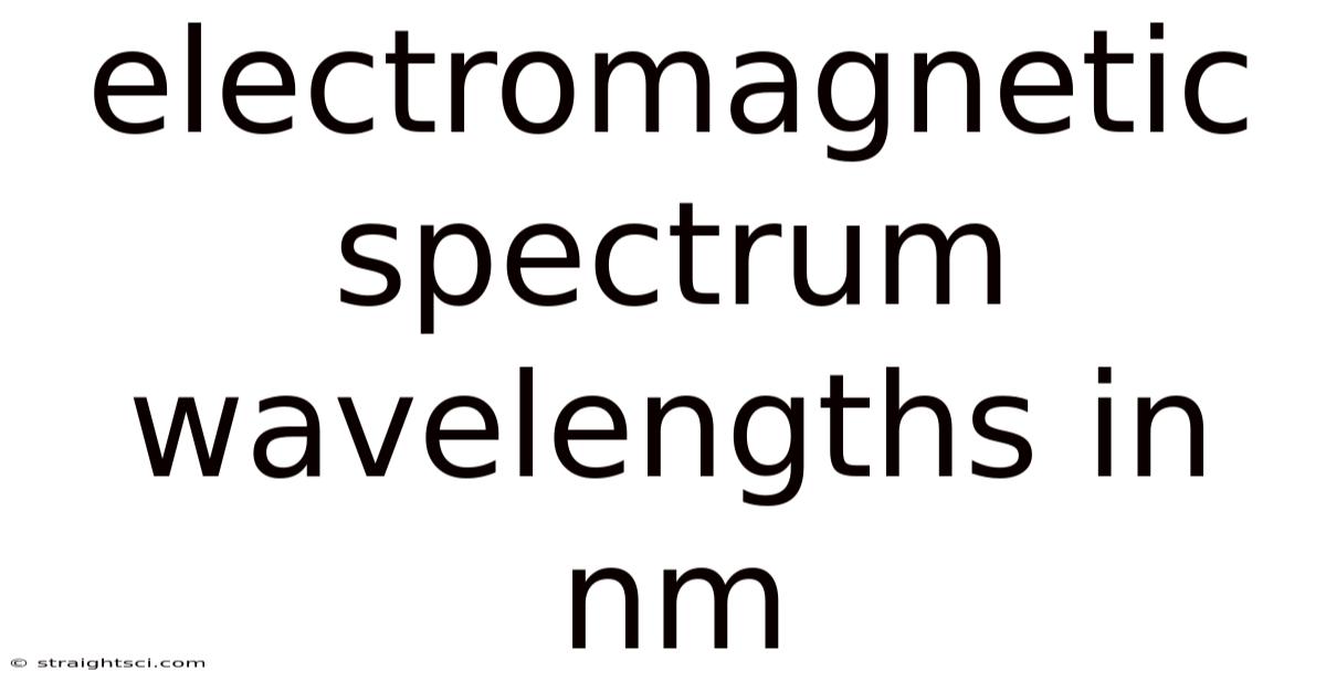 Electromagnetic Spectrum Wavelengths In Nm
