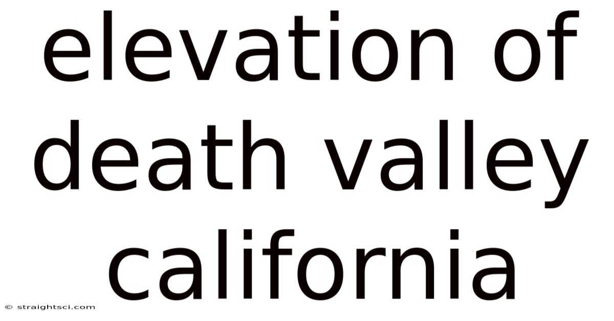 Elevation Of Death Valley California