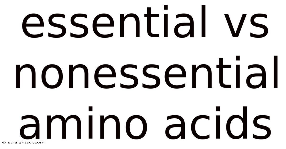 Essential Vs Nonessential Amino Acids