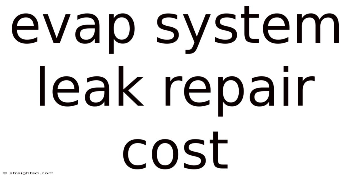 Evap System Leak Repair Cost
