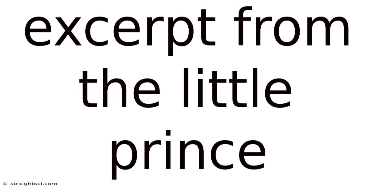 Excerpt From The Little Prince