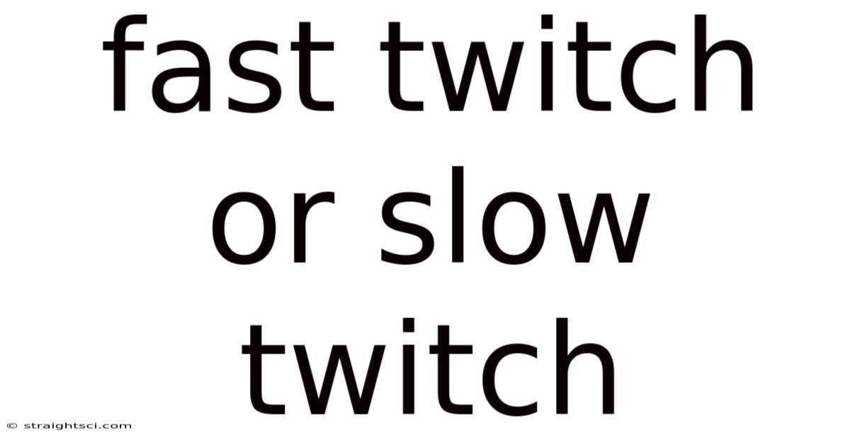 Fast Twitch Or Slow Twitch