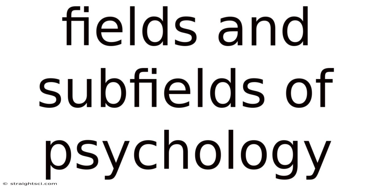 Fields And Subfields Of Psychology