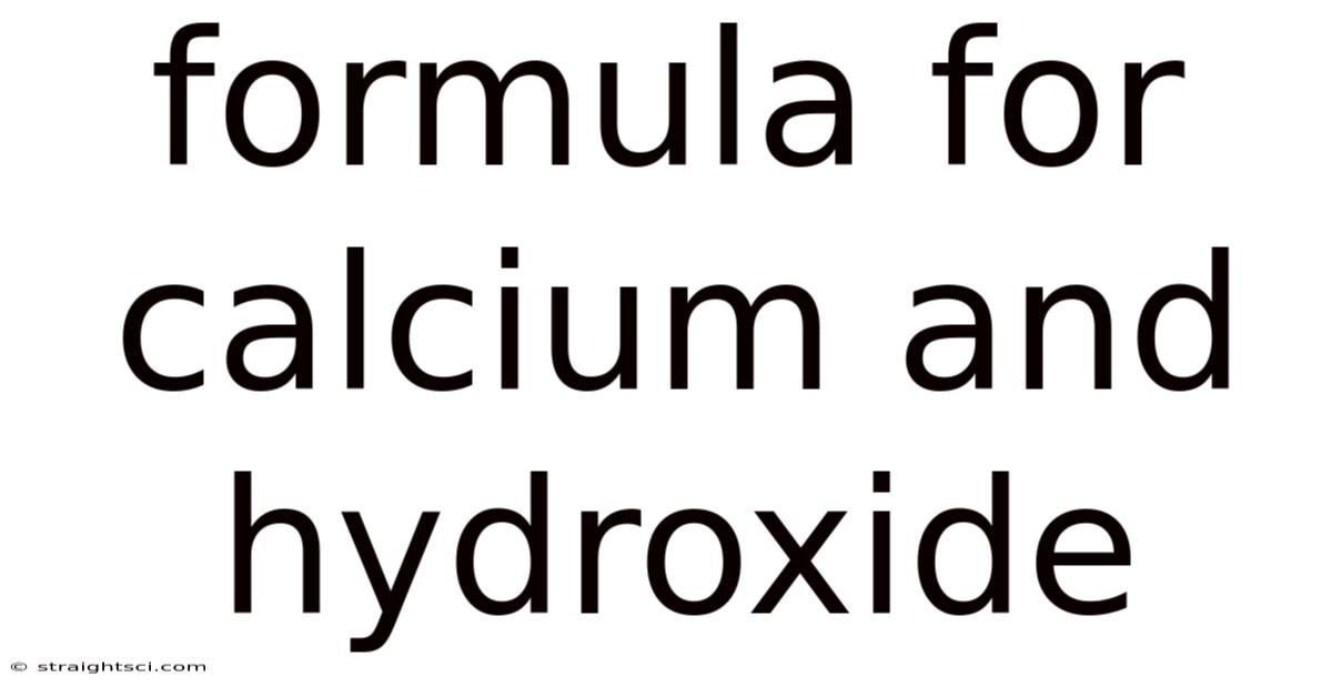 Formula For Calcium And Hydroxide
