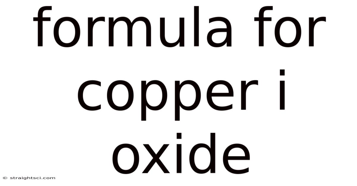 Formula For Copper I Oxide