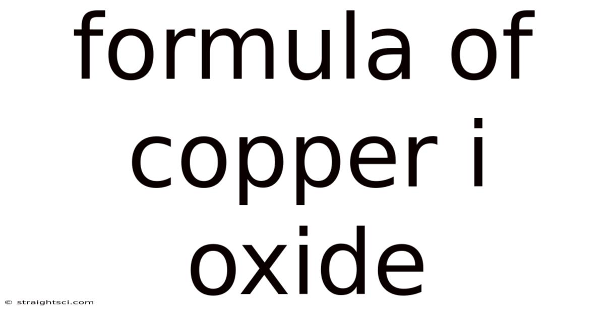 Formula Of Copper I Oxide