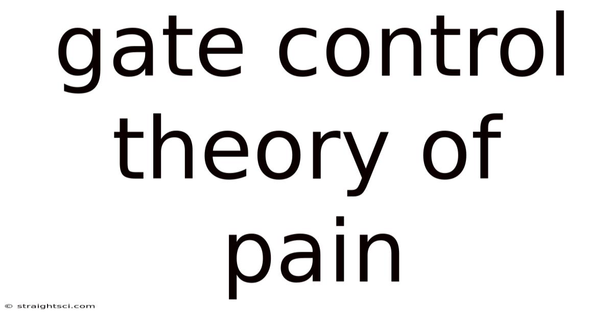Gate Control Theory Of Pain