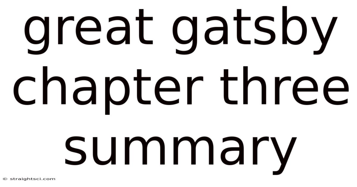 Great Gatsby Chapter Three Summary