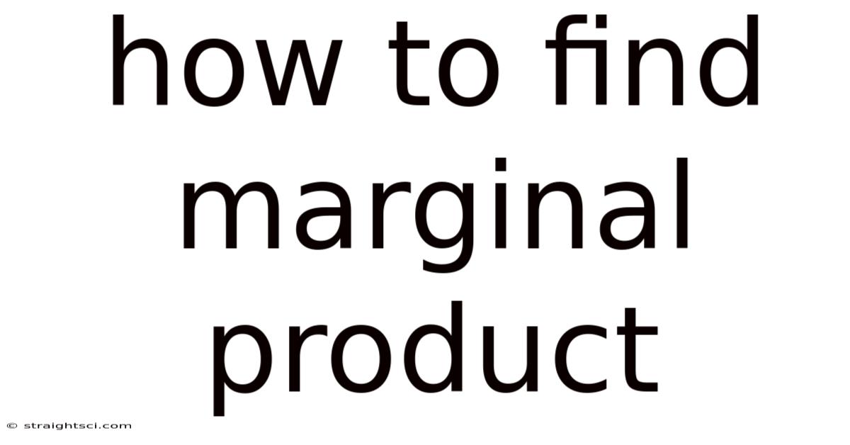 How To Find Marginal Product