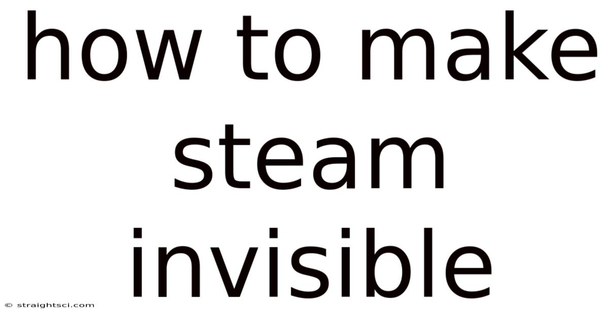 How To Make Steam Invisible