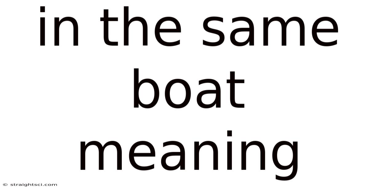 In The Same Boat Meaning