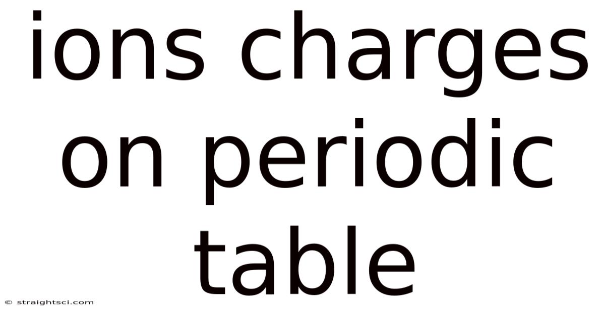 Ions Charges On Periodic Table