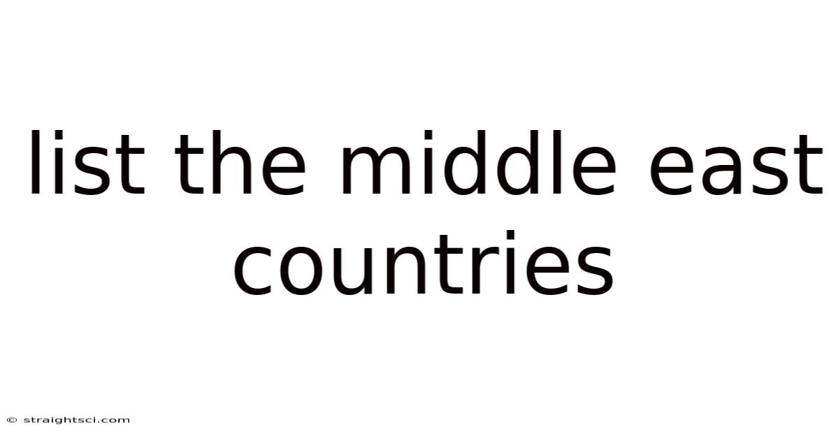 List The Middle East Countries