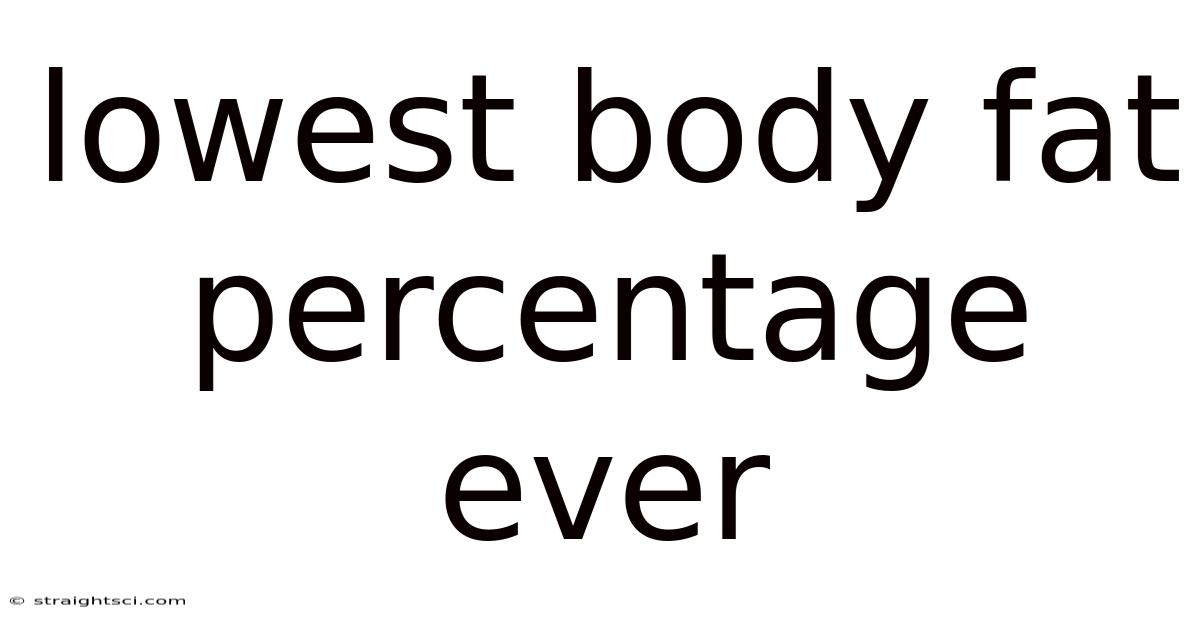 Lowest Body Fat Percentage Ever