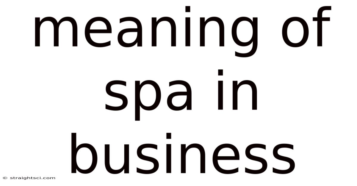 Meaning Of Spa In Business