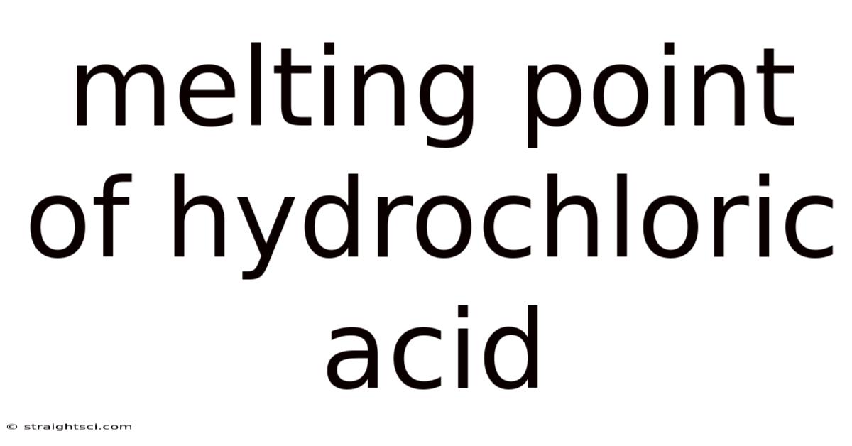 Melting Point Of Hydrochloric Acid