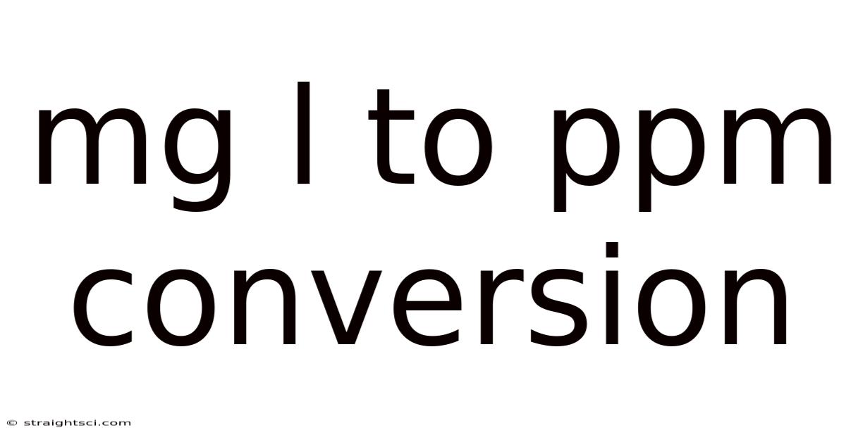 Mg L To Ppm Conversion
