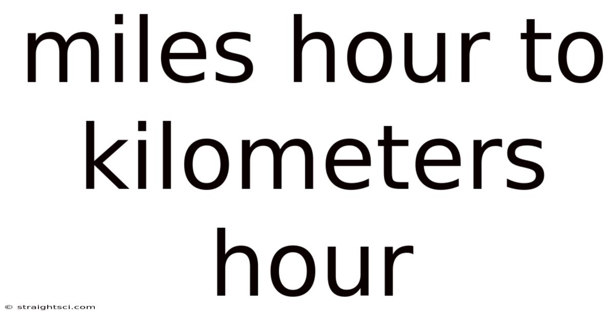 Miles Hour To Kilometers Hour