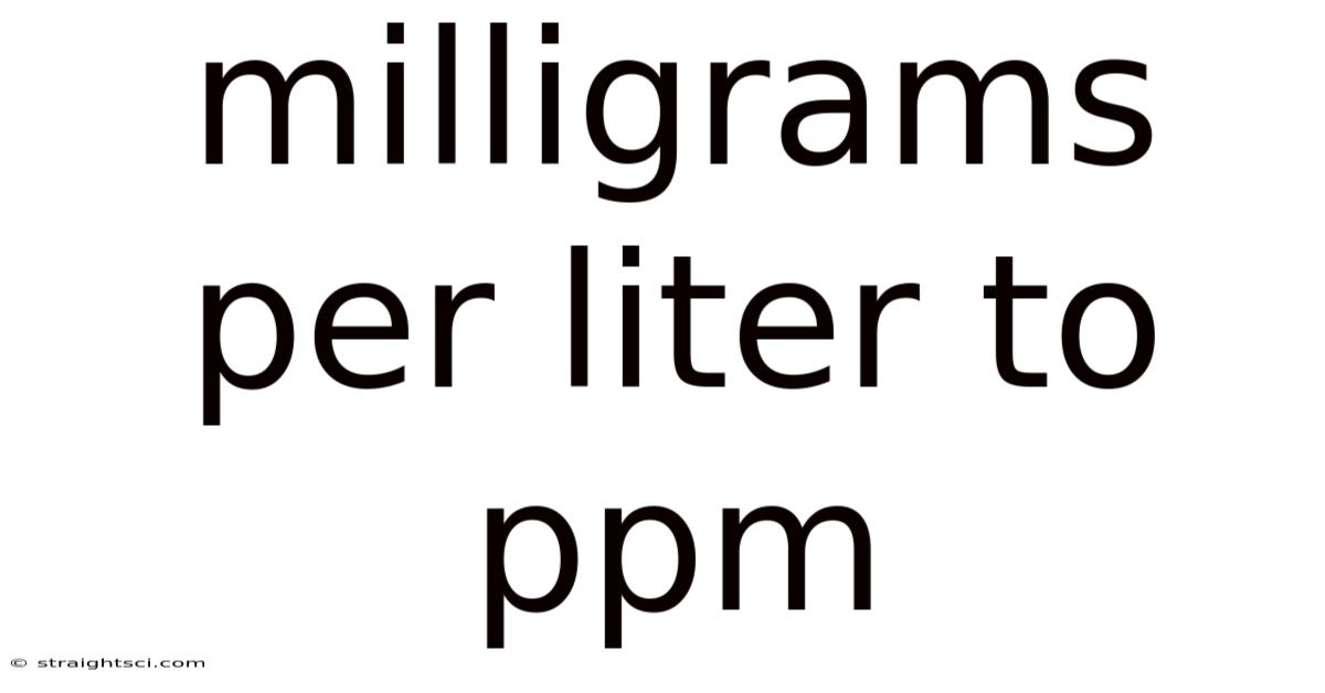 Milligrams Per Liter To Ppm