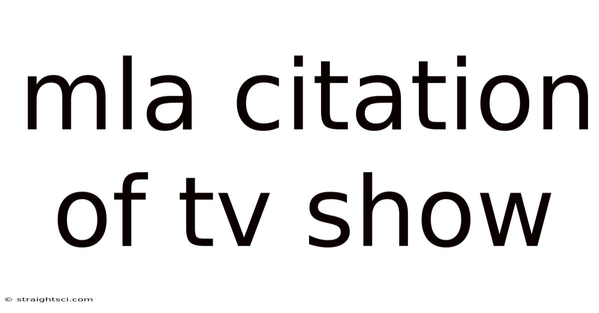 Mla Citation Of Tv Show
