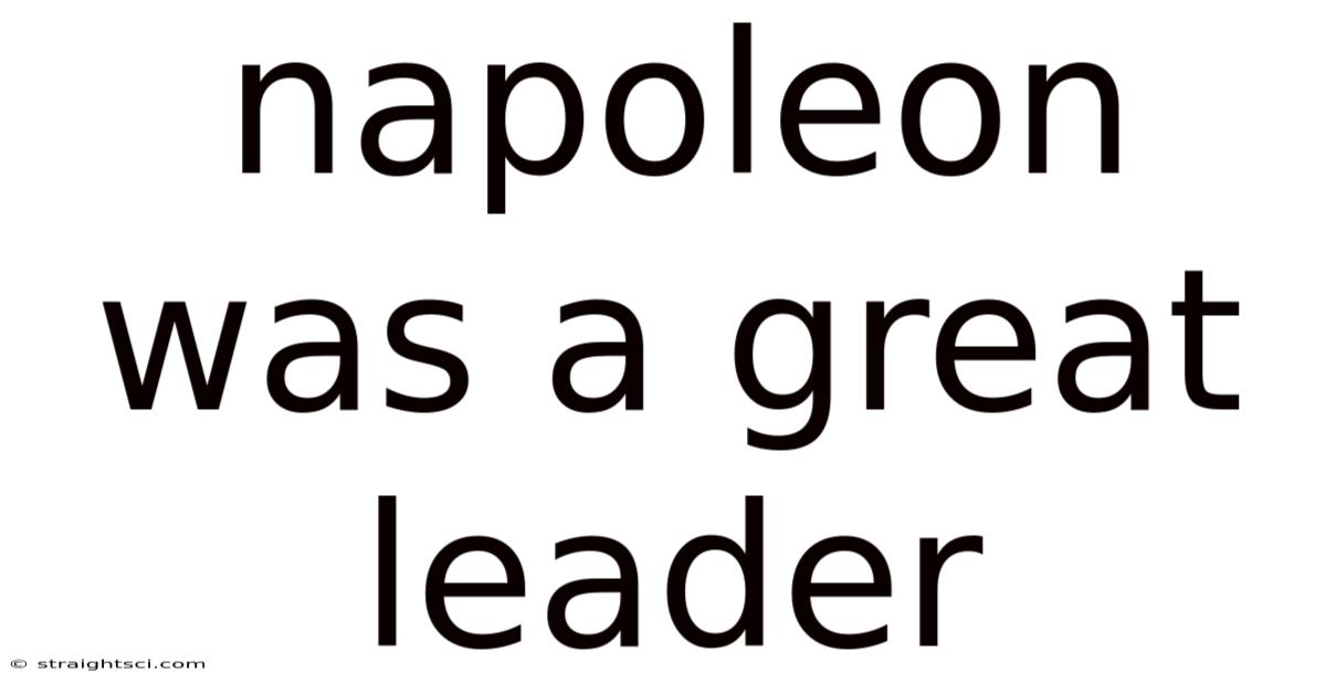 Napoleon Was A Great Leader