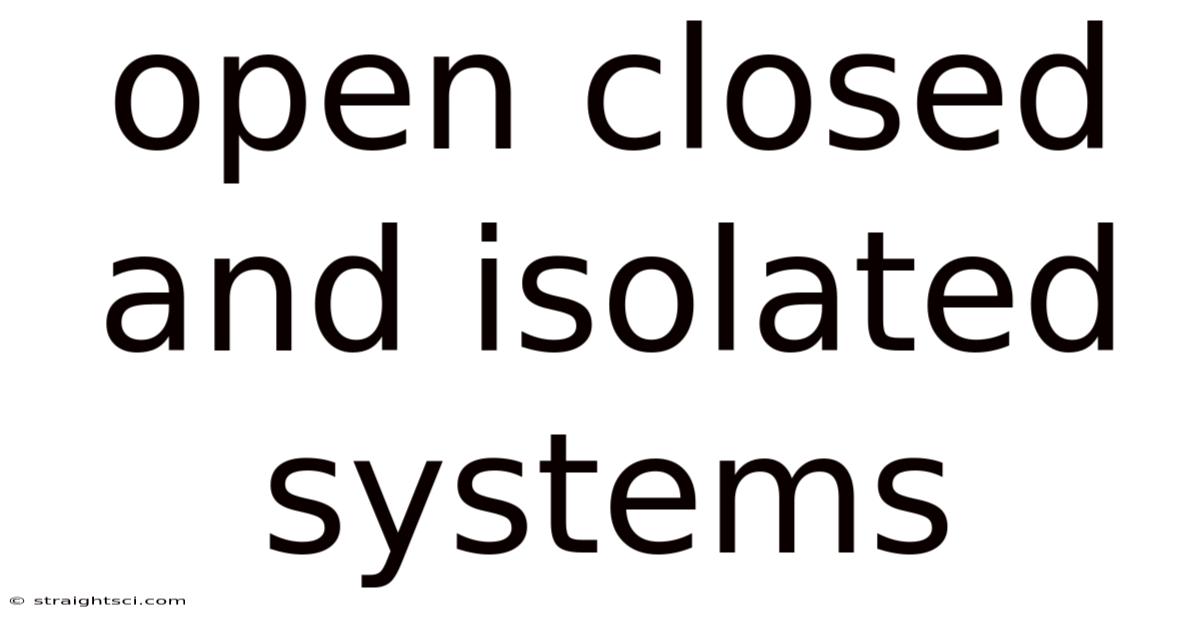 Open Closed And Isolated Systems