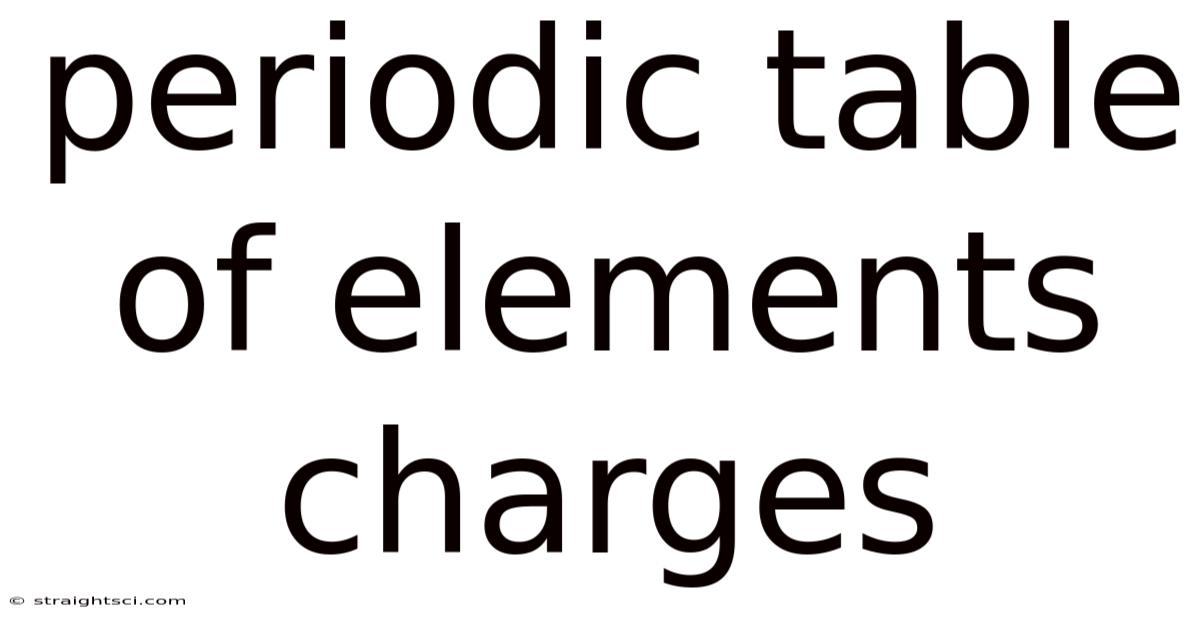 Periodic Table Of Elements Charges