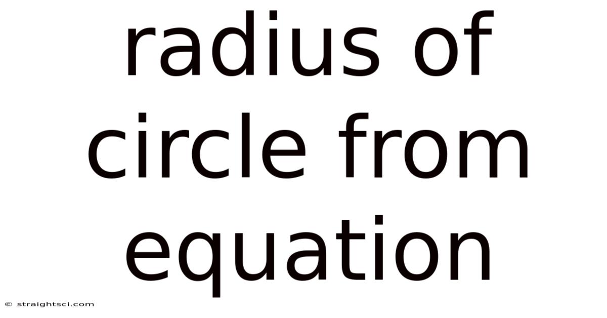 Radius Of Circle From Equation