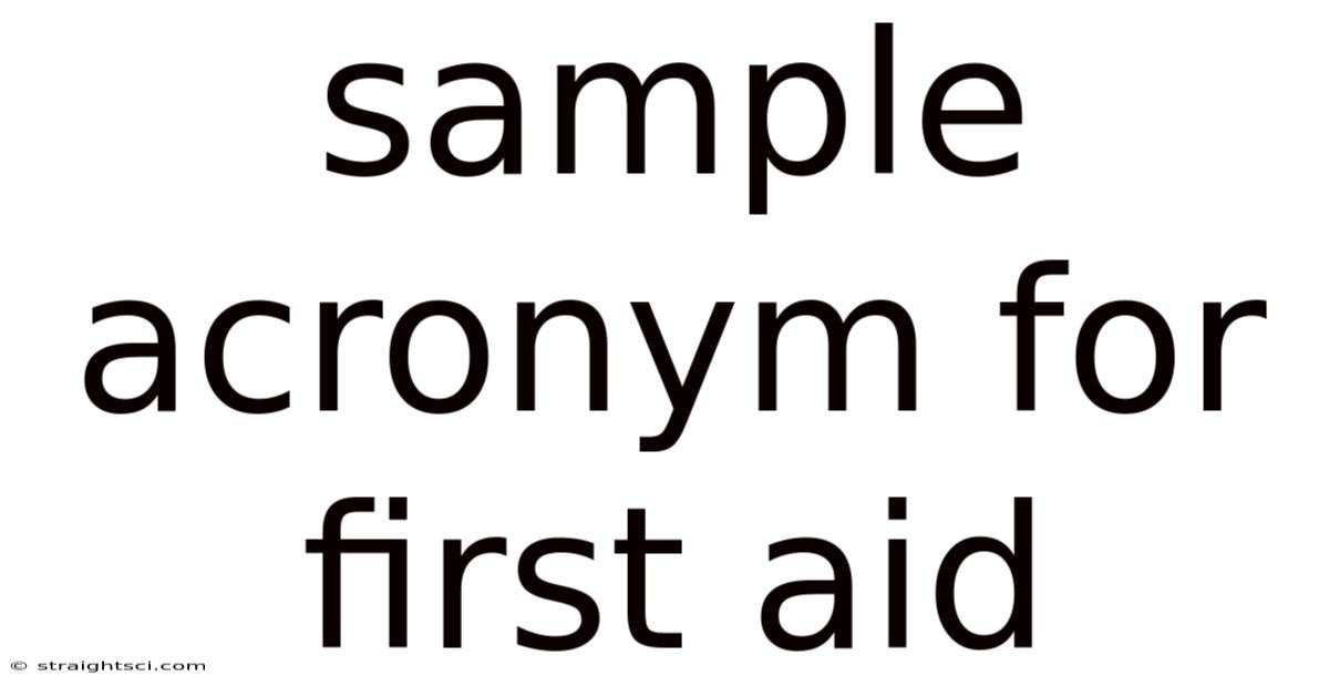 Sample Acronym For First Aid