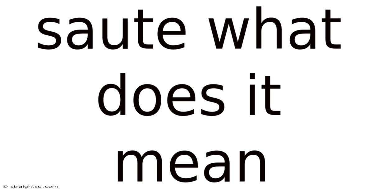Saute What Does It Mean
