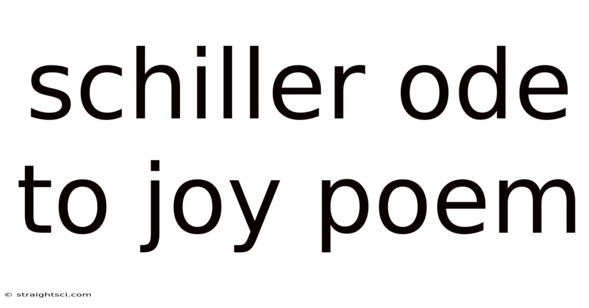 Schiller Ode To Joy Poem