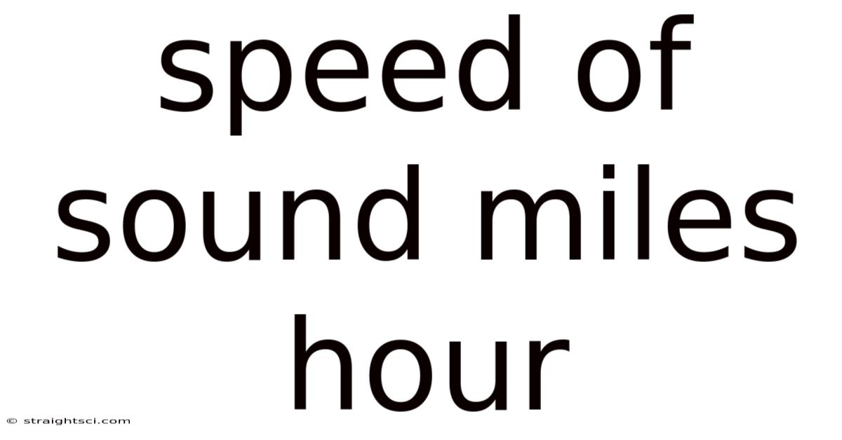 Speed Of Sound Miles Hour