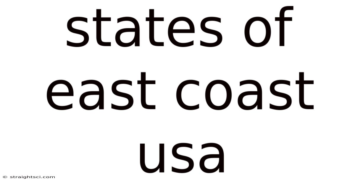 States Of East Coast Usa