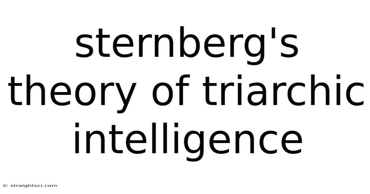 Sternberg's Theory Of Triarchic Intelligence
