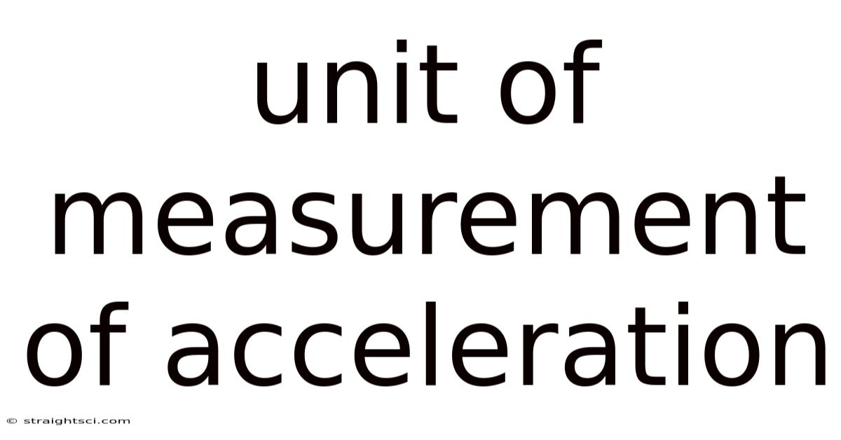 Unit Of Measurement Of Acceleration