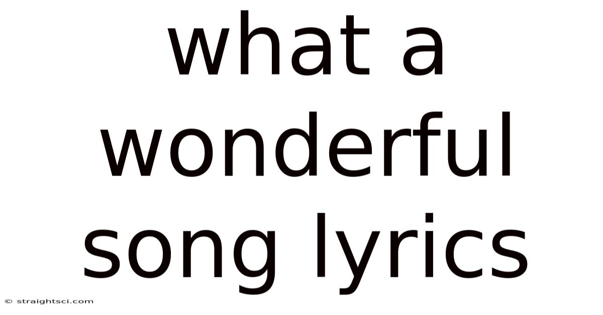 What A Wonderful Song Lyrics