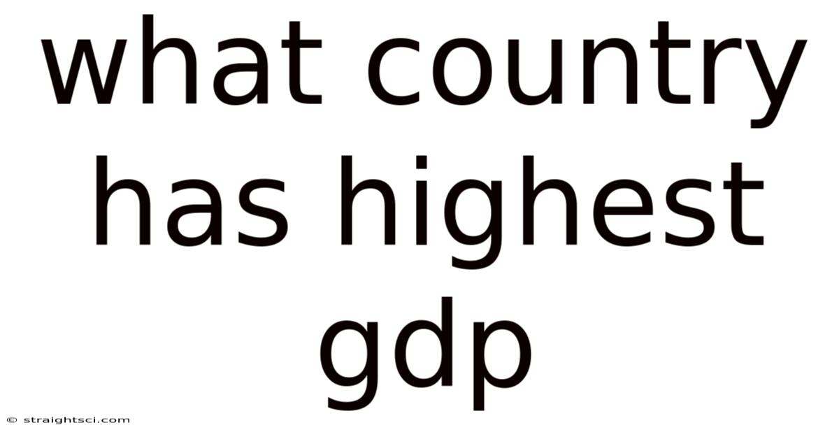 What Country Has Highest Gdp