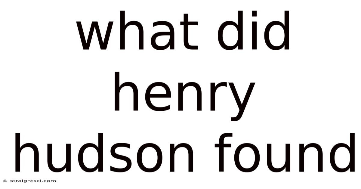 What Did Henry Hudson Found