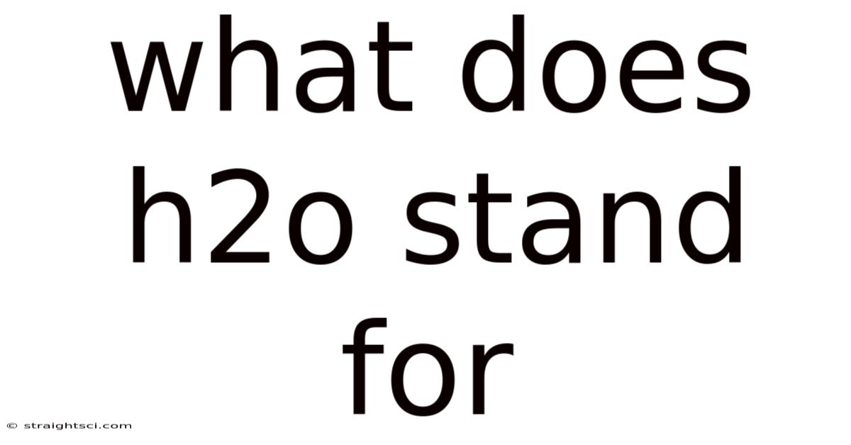 What Does H2o Stand For