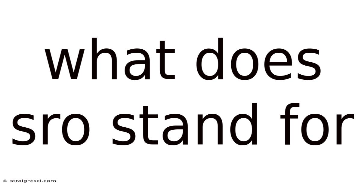 What Does Sro Stand For