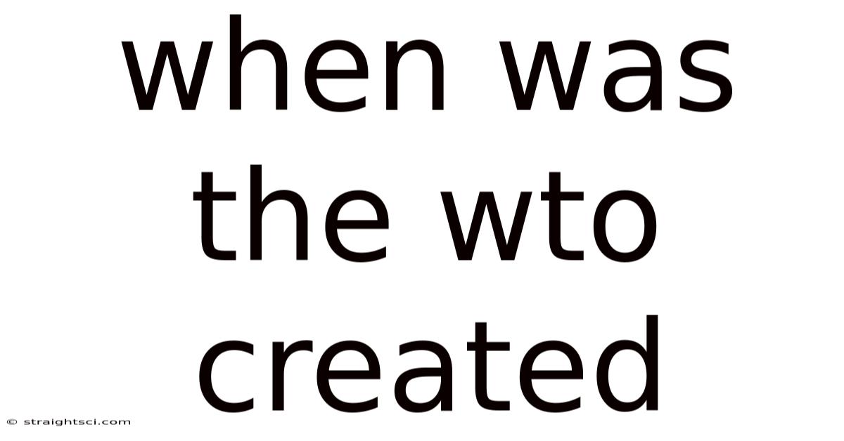 When Was The Wto Created
